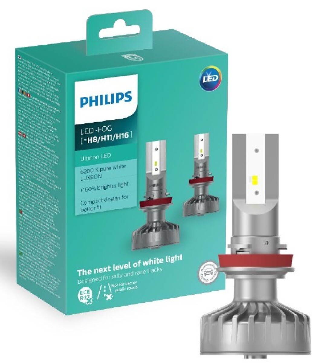LAMPARA - LED H8 H11 H16 12V 6500K ULTINON PACK X2 PHILIPS 
