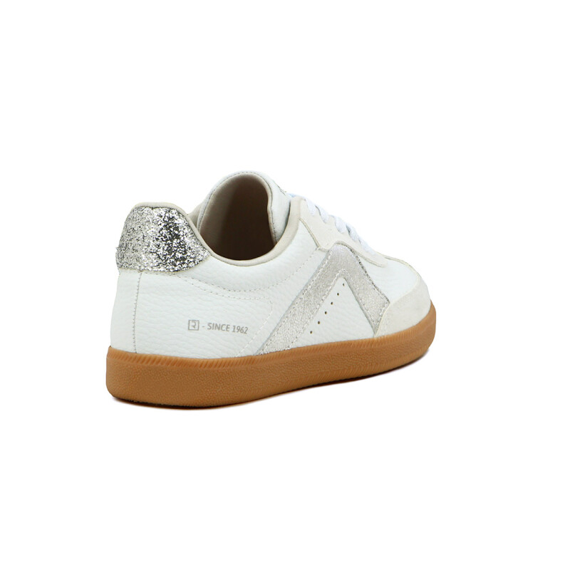 Ramarim Deportivo Con Glitter Suela Baja - Dama Blanco-plata