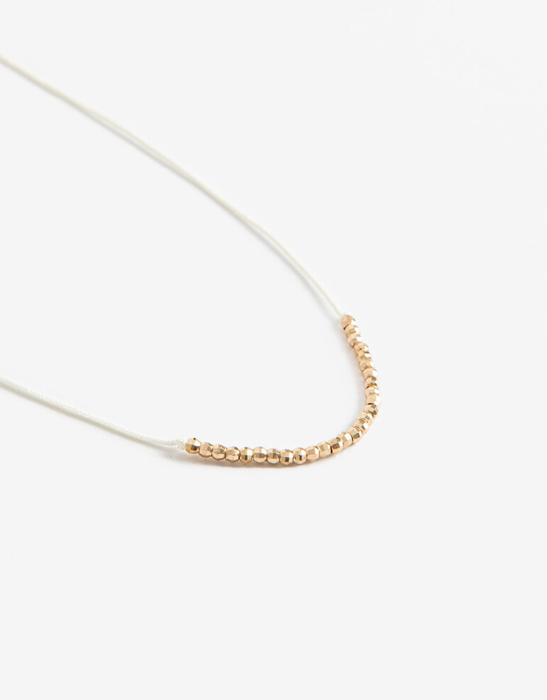 Collares Cortos Cordón Collar Corto Cordón Y Beads - Dorado