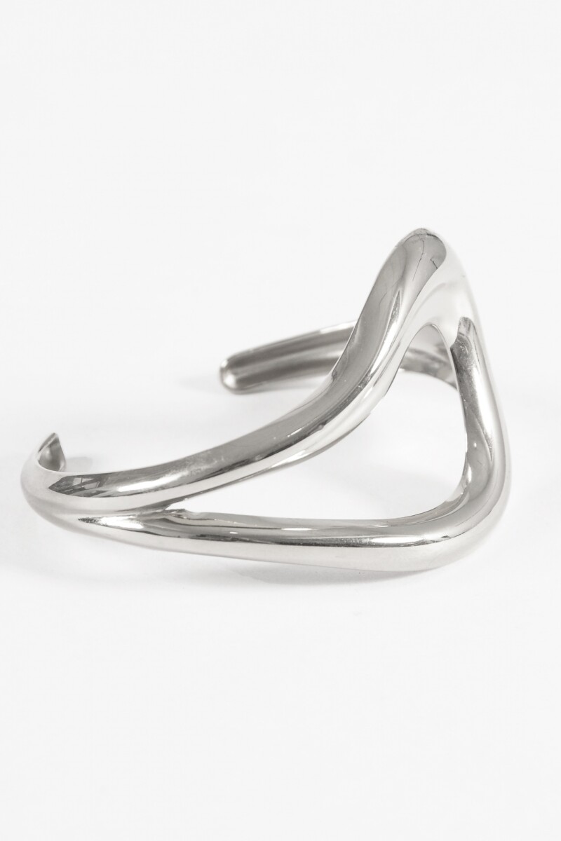 Pulsera rígida curva acero plateado