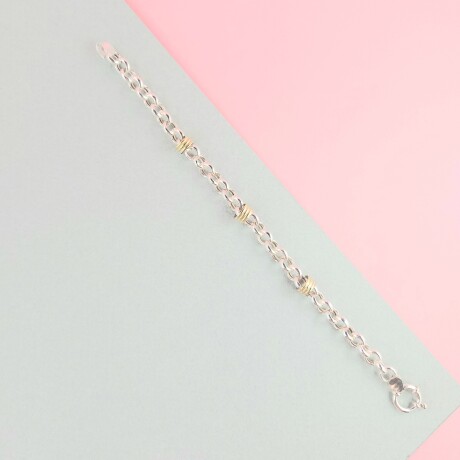 Pulsera de plata 925 y double en oro 18 ktes, ROLO. Pulsera de plata 925 y double en oro 18 ktes, ROLO.