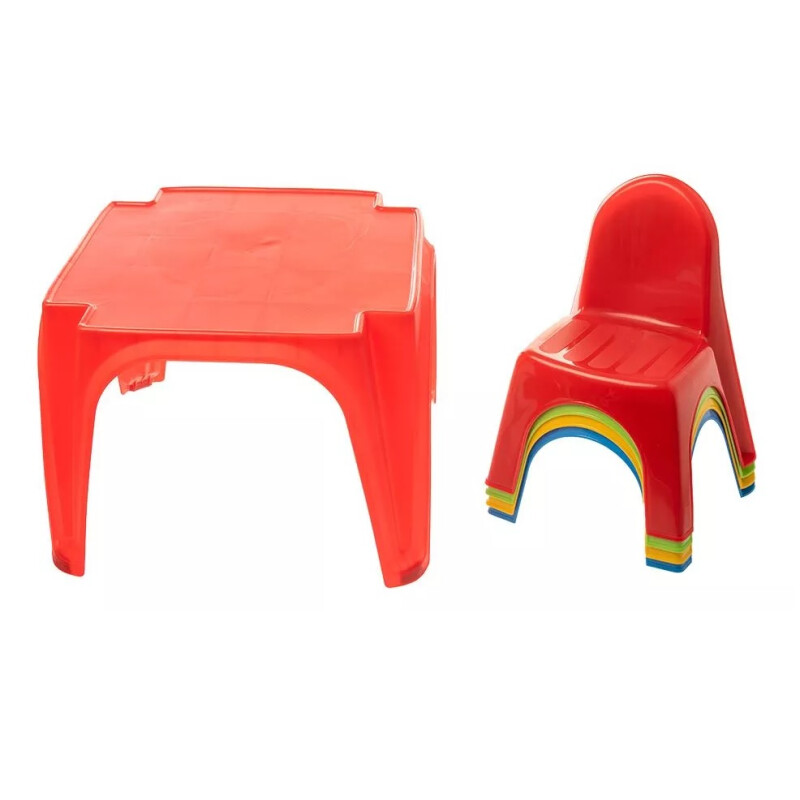 Set Mesa Y 4 Sillas De Plástico Para Niños Starplay Set Mesa Y 4 Sillas De Plástico Para Niños Starplay