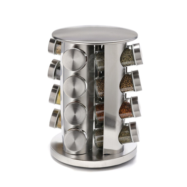 Especiero Giratorio Para Cocina de Acero Inoxidable 16 Frascos de Vidrio Especiero Giratorio Para Cocina de Acero Inoxidable 16 Frascos de Vidrio
