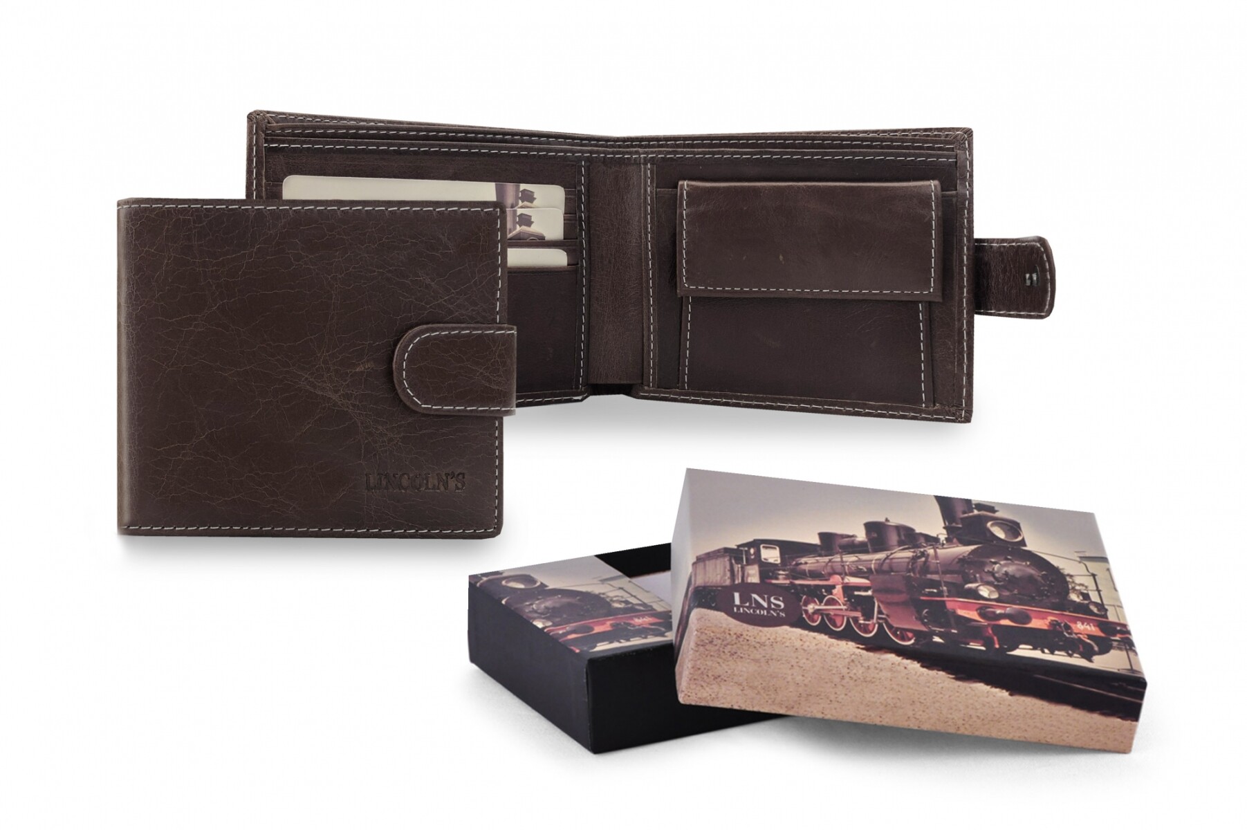 BILLETERA CUERO FEBO - CHOCOLATE 