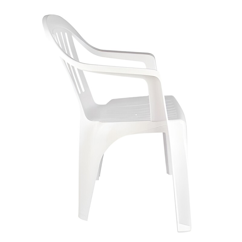 Silla Altea de plástico Mor con posabrazos, color blanco, hasta 182 kg Silla Altea De Plástico Mor Con Posabrazos, Color Blanco, Hasta 182 Kg