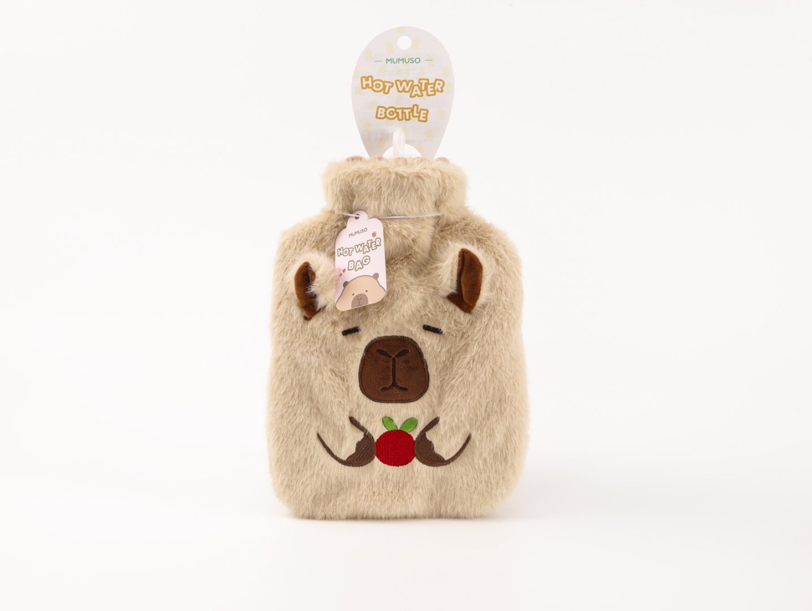 BOLSA DE AGUA CALIENTE CON DISEÑO DE CAPIBARA Y FRUTA (1000 ML / CAQUI CLARO) 