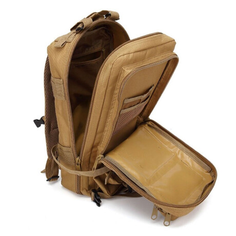 Set de Mochila Táctica Militar + Linterna Minero Recargable Caqui