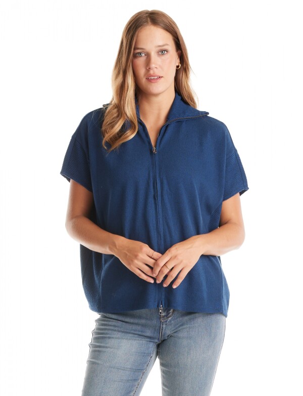 Cardigan Con Cierre AZUL