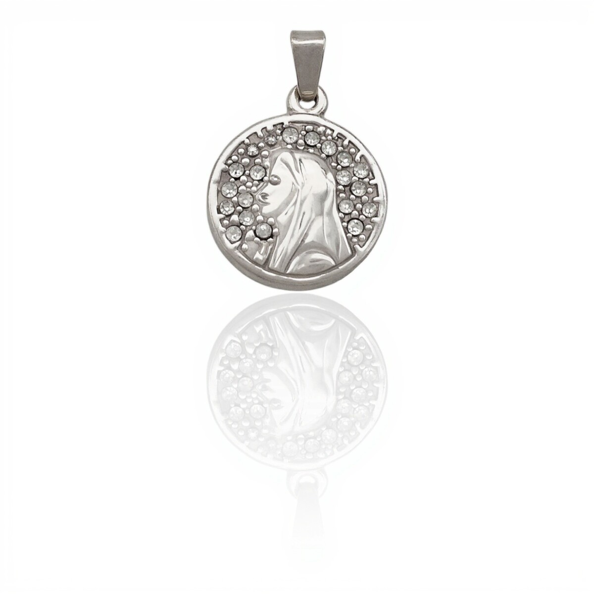 Dije Medalla Virgen Niña-Plata 925-Piedra Zirconia-CP3012 - conpiedra 