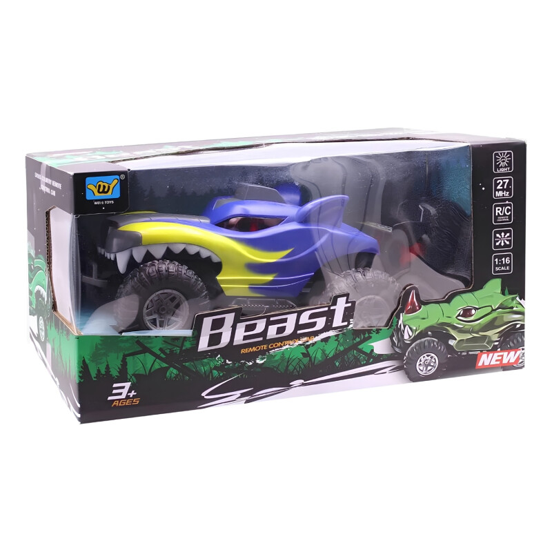 Auto a Control Remoto Monster Infantil 24x15 Cm Azul