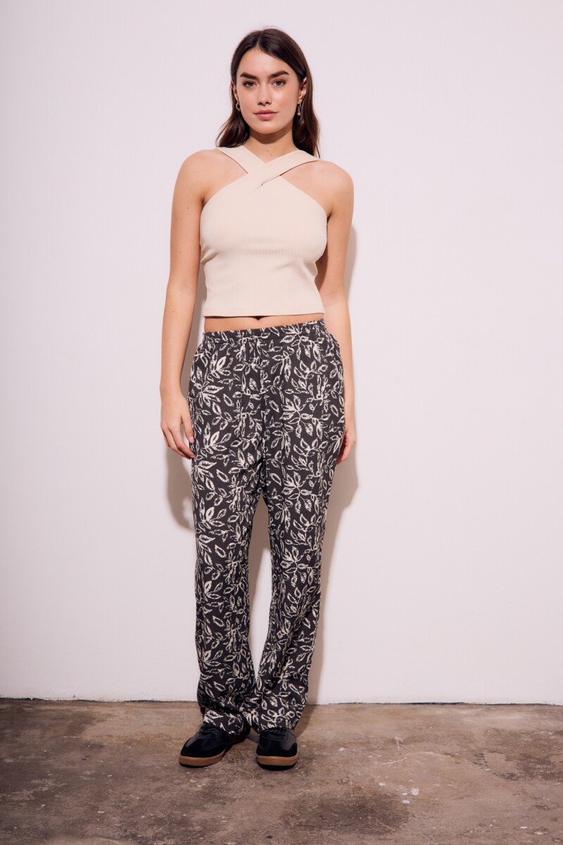 Pantalón Estampado Negro