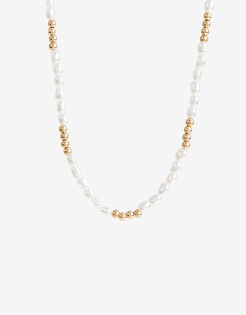 Collares Cortos Perlas Collar Corto Perlas Y Metal - Dorado