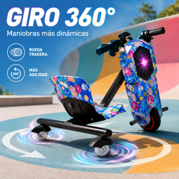 Triciclo Eléctrico Infantil 350W con Bluetooth y Luces RGB Diseño 1