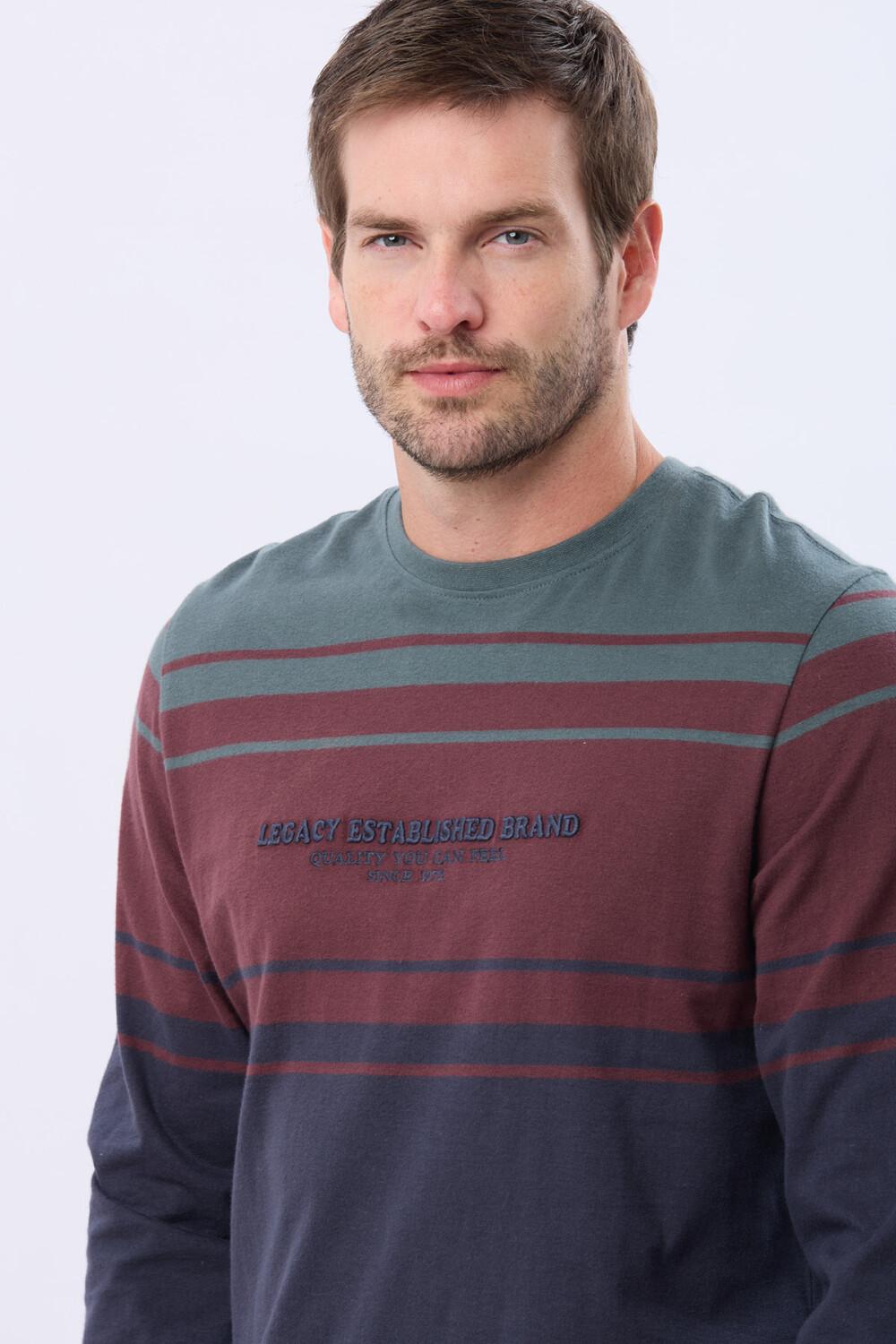 REMERA RAYADA BORDADA Verde