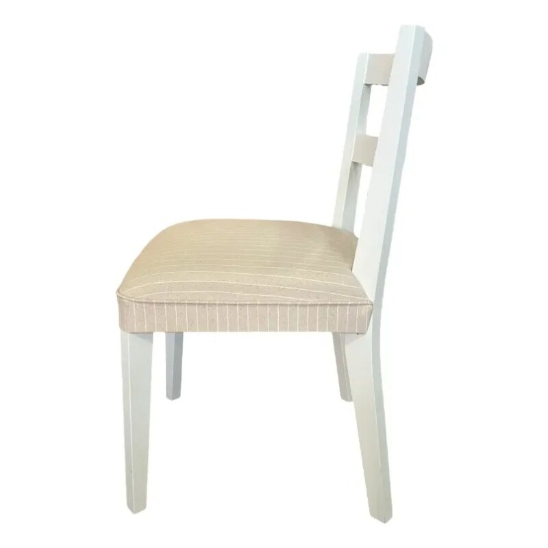 Silla laca blanca tapizada tela beige - PRODUCTO CON DETALLES Silla laca blanca tapizada tela beige - PRODUCTO CON DETALLES
