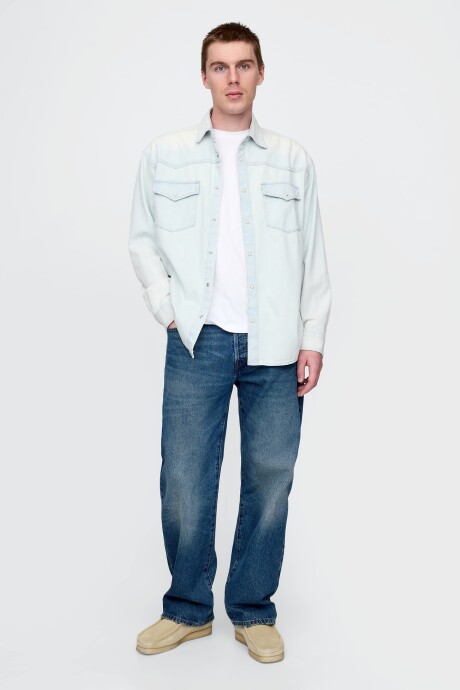 Camisa De Jean Hombre Light Wash