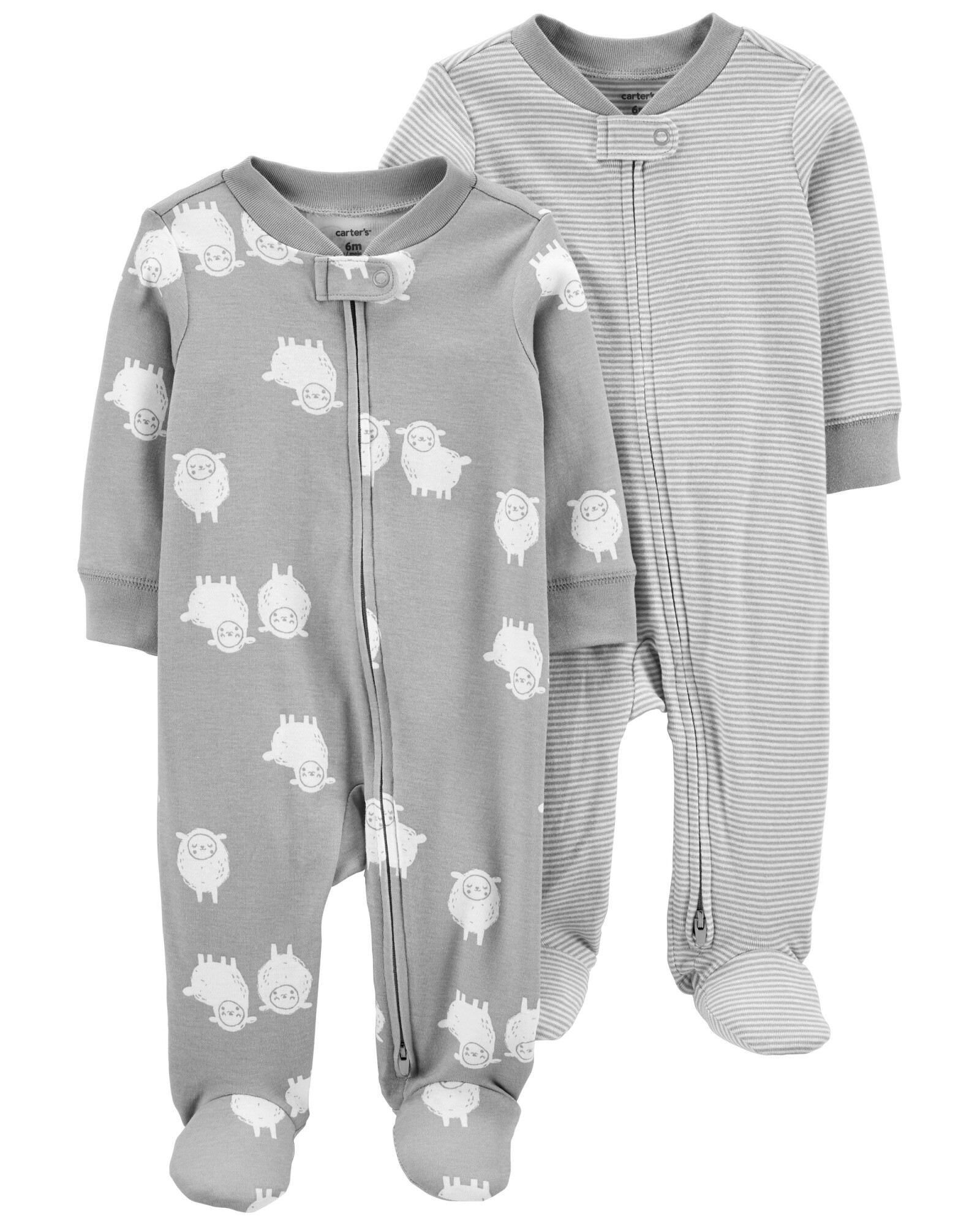 Pack dos pijamas de algodón con pie diseño animales Sin color