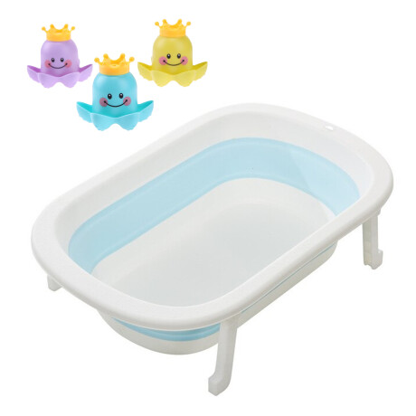 Set Baño Bebé con Bañera Plegable + Juego de Agua 3 Pulpos Celeste