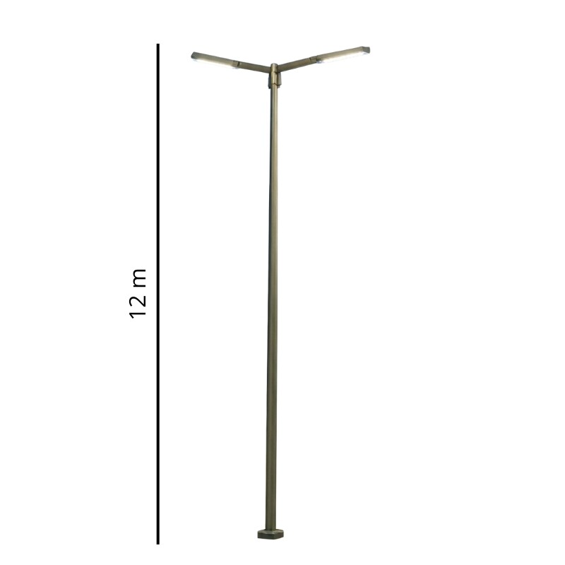 Columna 12mt con dos Brazos Blanca Columna 12mt Con Dos Brazos Gris