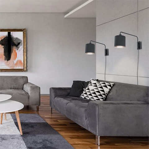 Portátil pared acero negro pant. tela E27 STAITI1 EG3380