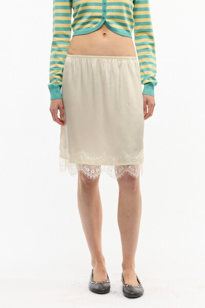 MIDI SATIN LACE Crudo