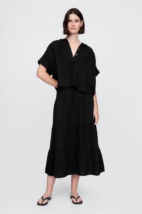 Camisa Muselina Manga Corta Mujer True Black