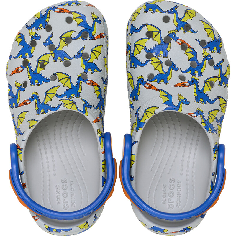 Crocs Classic Clog Dragon Graphic Gris