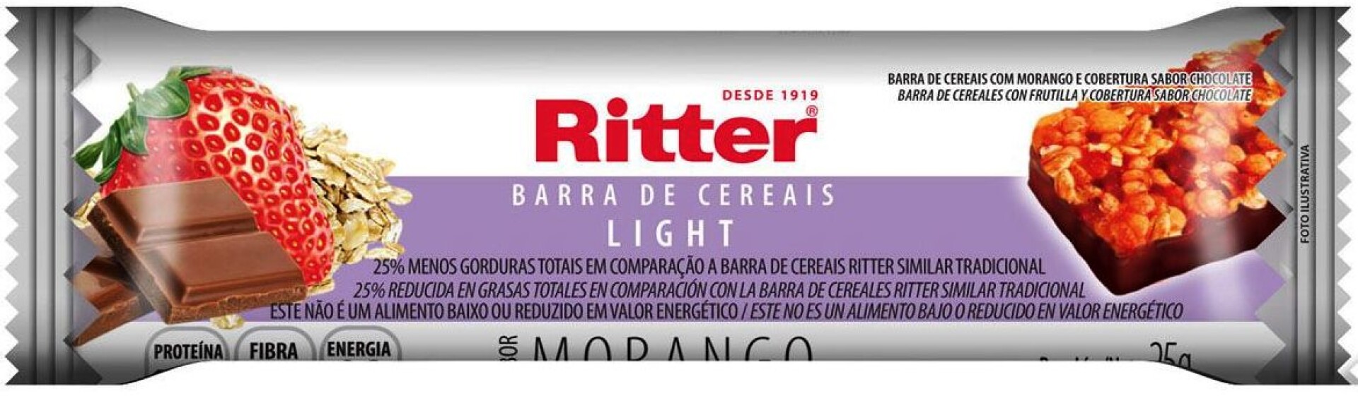 BARRA CEREAL RITTER 25G LIGHT FRUTILLA/CHOCO 
