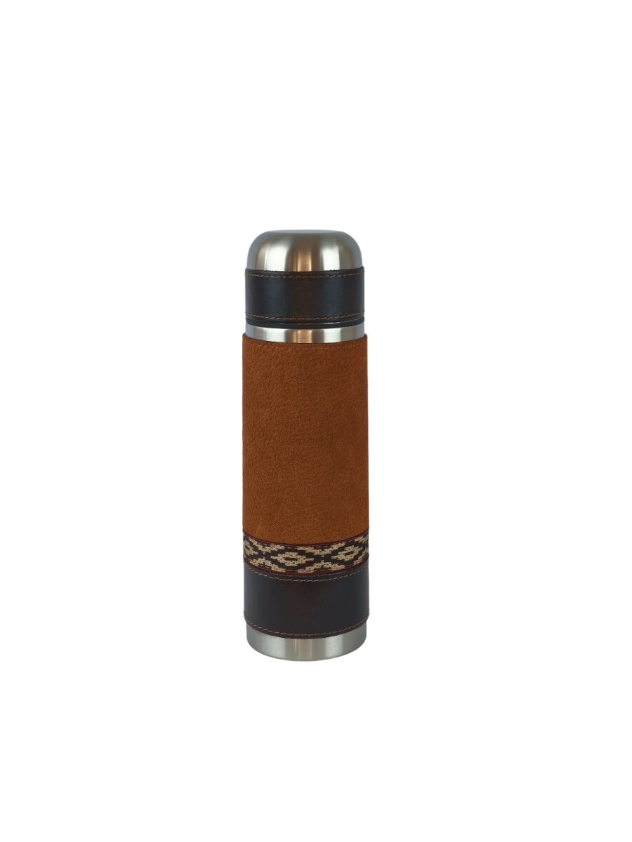 Termo de acero forrado en cuero - Marron 