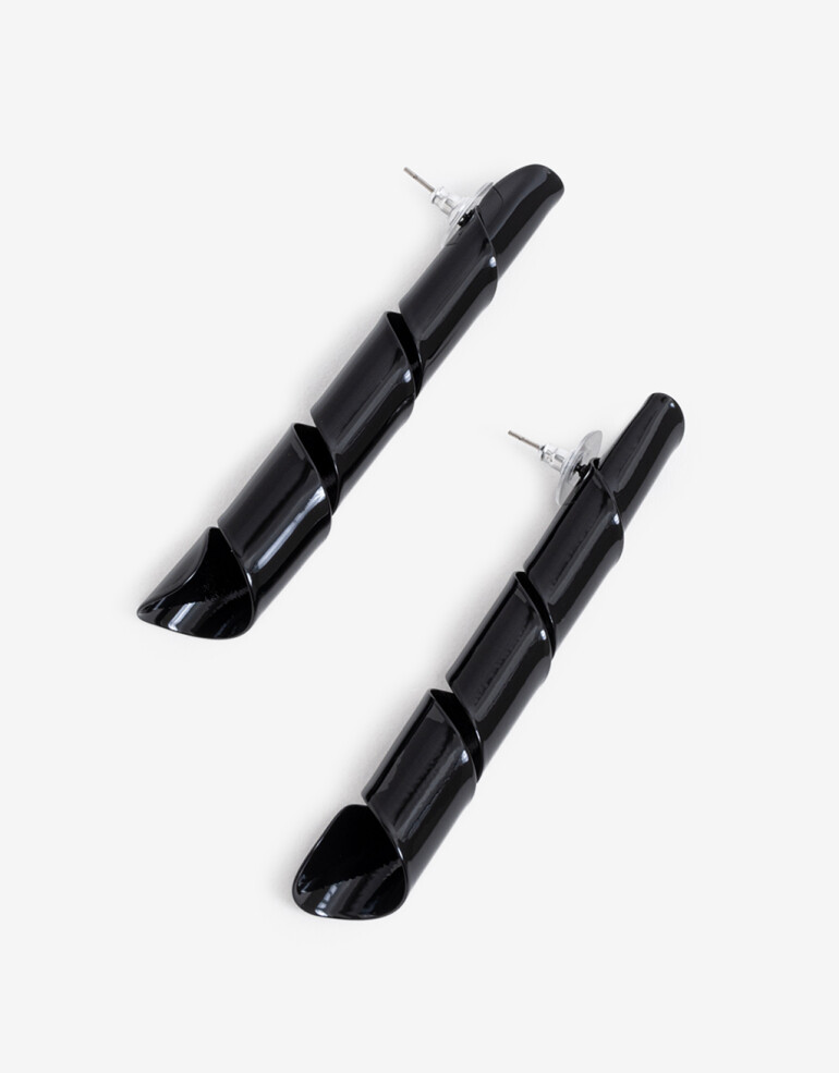 Aros Colgantes Largos Metal Aros Colgantes Largos, Espiral - Negro