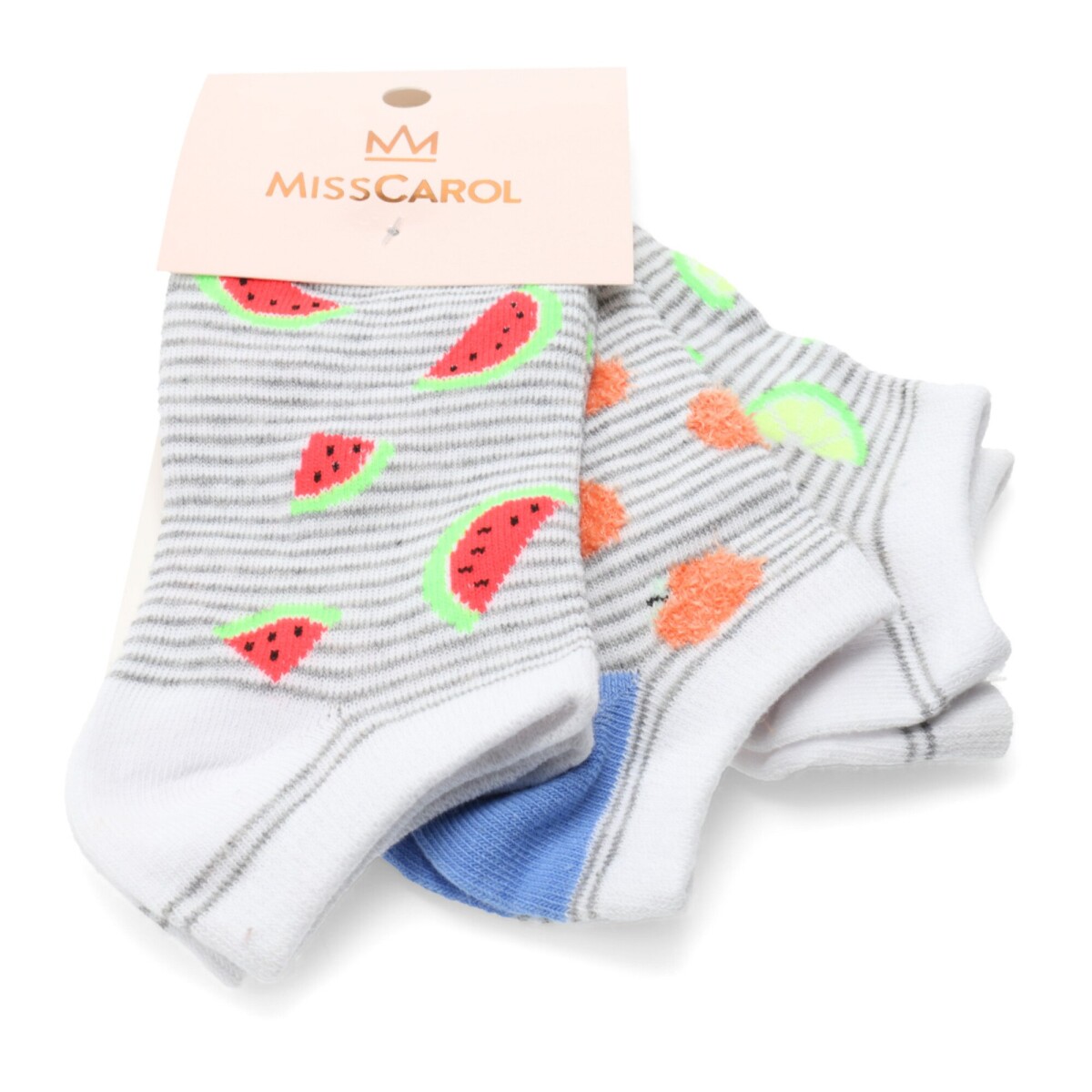 Medias de Mujer Miss Carol Media Fruits pack X3 - Verde Agua / Verde / Azul 
