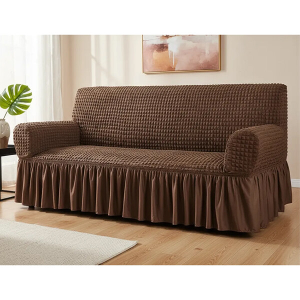 Funda para sillón de 3 cuerpos tela elastizada Marrón