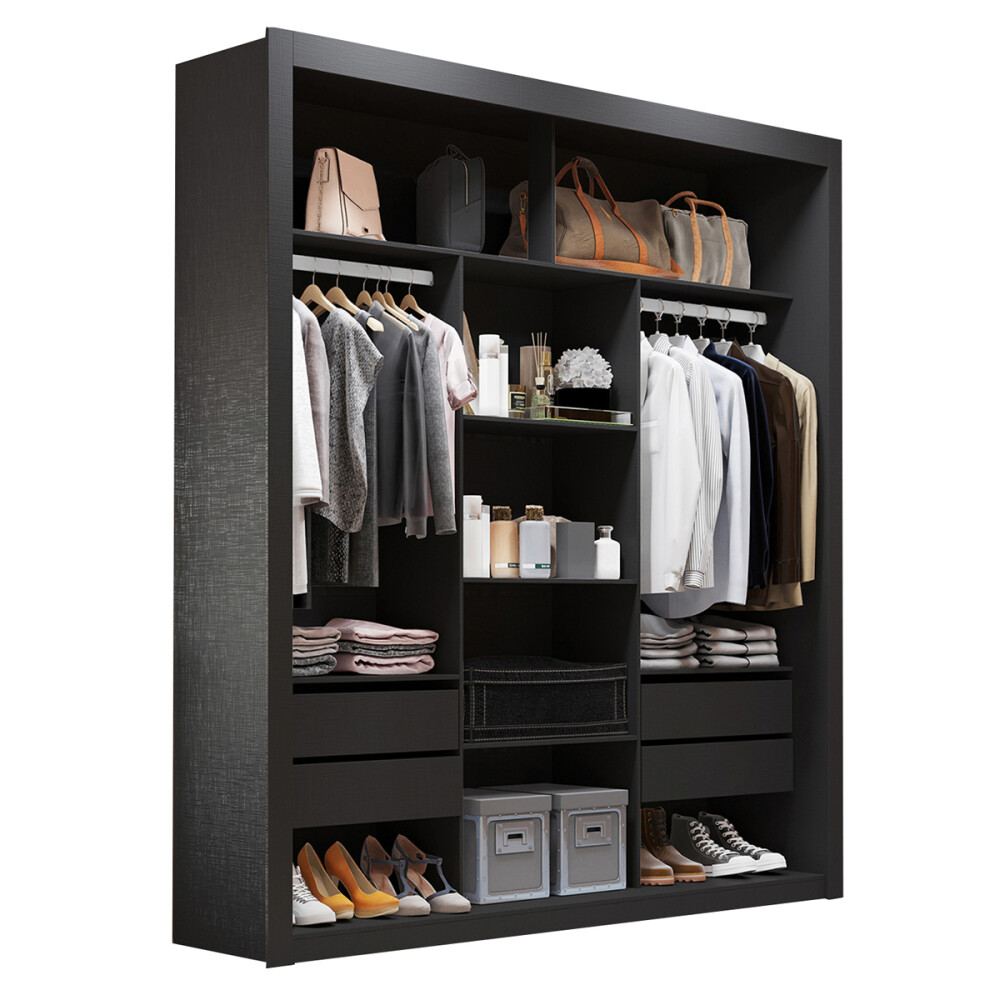 ROPERO VESTIDOR 4 CAJONES GUARDARROPA ARMARIO PLACARD CLOSET NEGRO