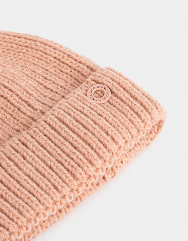 Gorro Romántico Gorro Tejido Con Pompón - Rosa Viejo