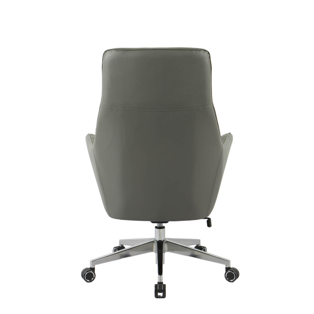 SILLA DE OFICINA GERENCIAL METAL-Y-CUERO GRIS HIERARCHY