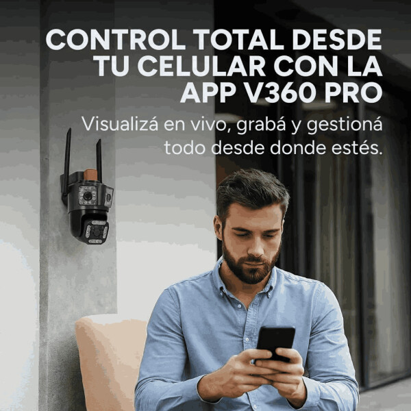 Cámara De Seguridad Wifi Doble Lente 360 Nocturna Kit X3 Un Color Negro