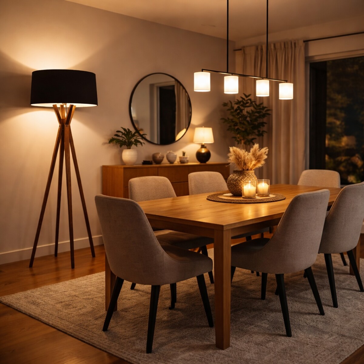 Luminaria de pie pantalla negra y madera E27 147cm 