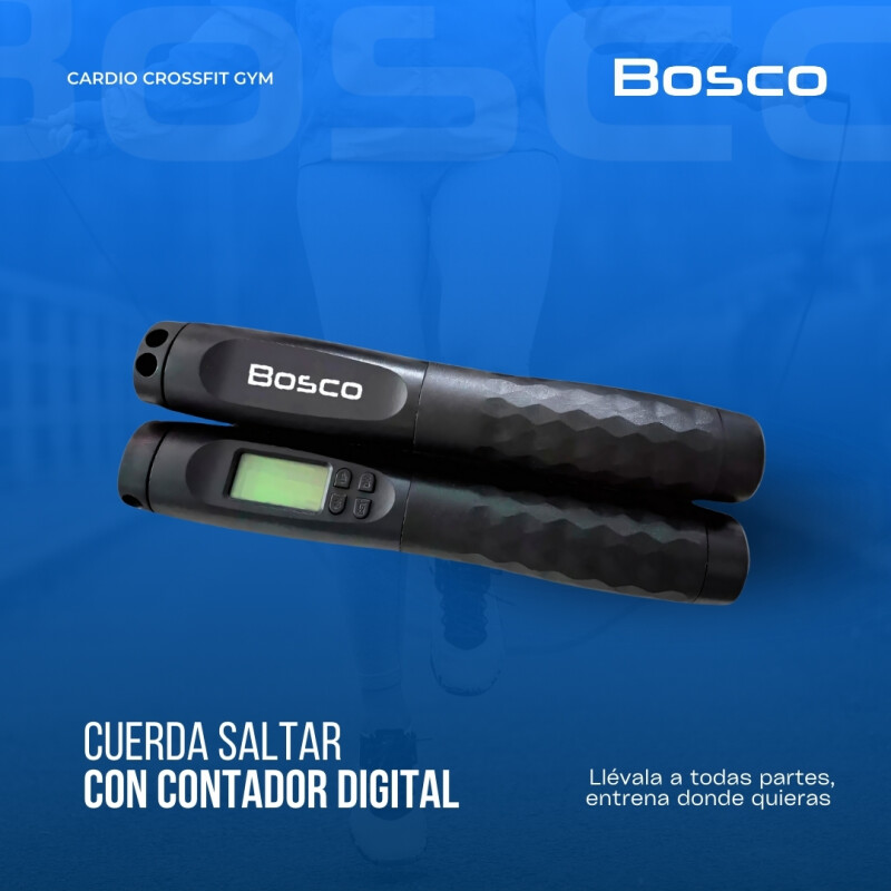 Cuerda Saltar Con Contador Digital Bosco Cardio Crossfit Gym Negro