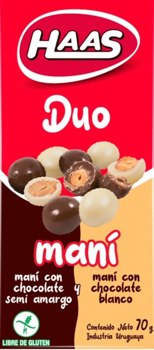 MANI C/CHOCOLATE HAAS 70G DUO 