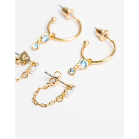 Set De Aros Con Cubic Zirconia Dorado