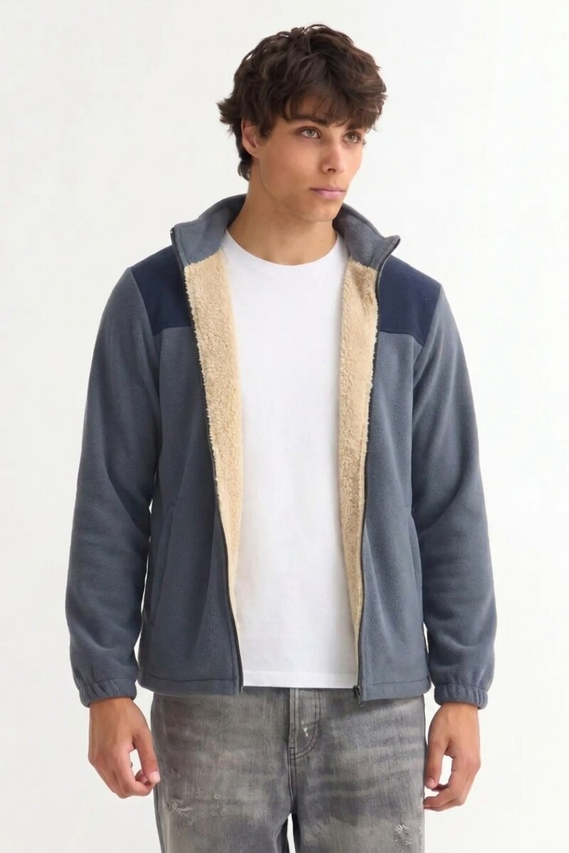 Campera de polar con corderito GRIS