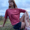 T-SHIRT MC WMN TRNG LOOSE blanco Rosa Dusty
