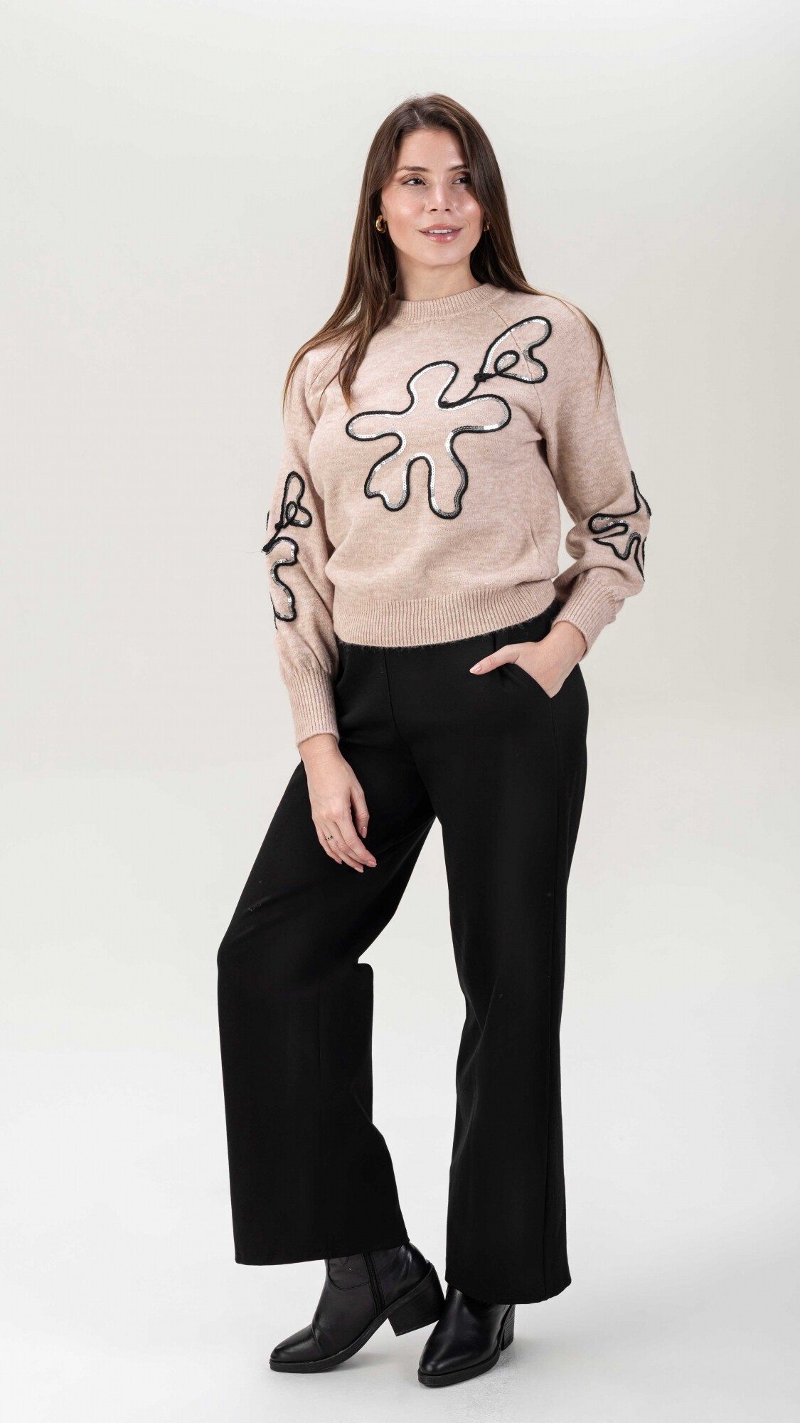 Sweater Flor Beige