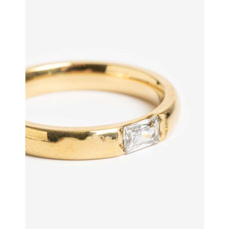 Anillo De Acero Con Cubic Dorado