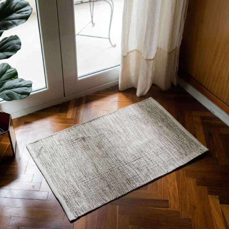 Alfombra algodón tejida 50x80cm Crema