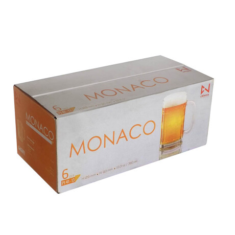 Set 6 Jarras 42101 Cerveza Monaco 380Ml En Caja De Regalo TRANSPARENTE