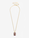 Cadena Corta con Dije Piedras Cadena De Acero Con Piedra Amatista - Dorado