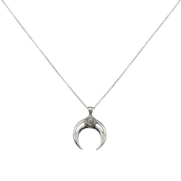 Conjunto Luna invertida- Plata 925 - Piedra Cuarzo Rosa- CJ3030 Conpiedra