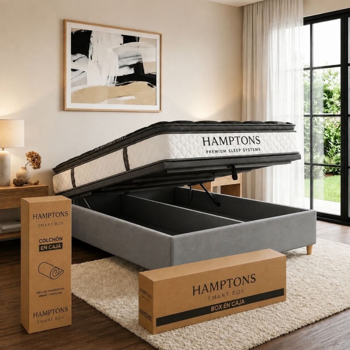 Sommier Queen Thm Iridium Hybrid Con Baúl 160x200 Cm - GRIS 