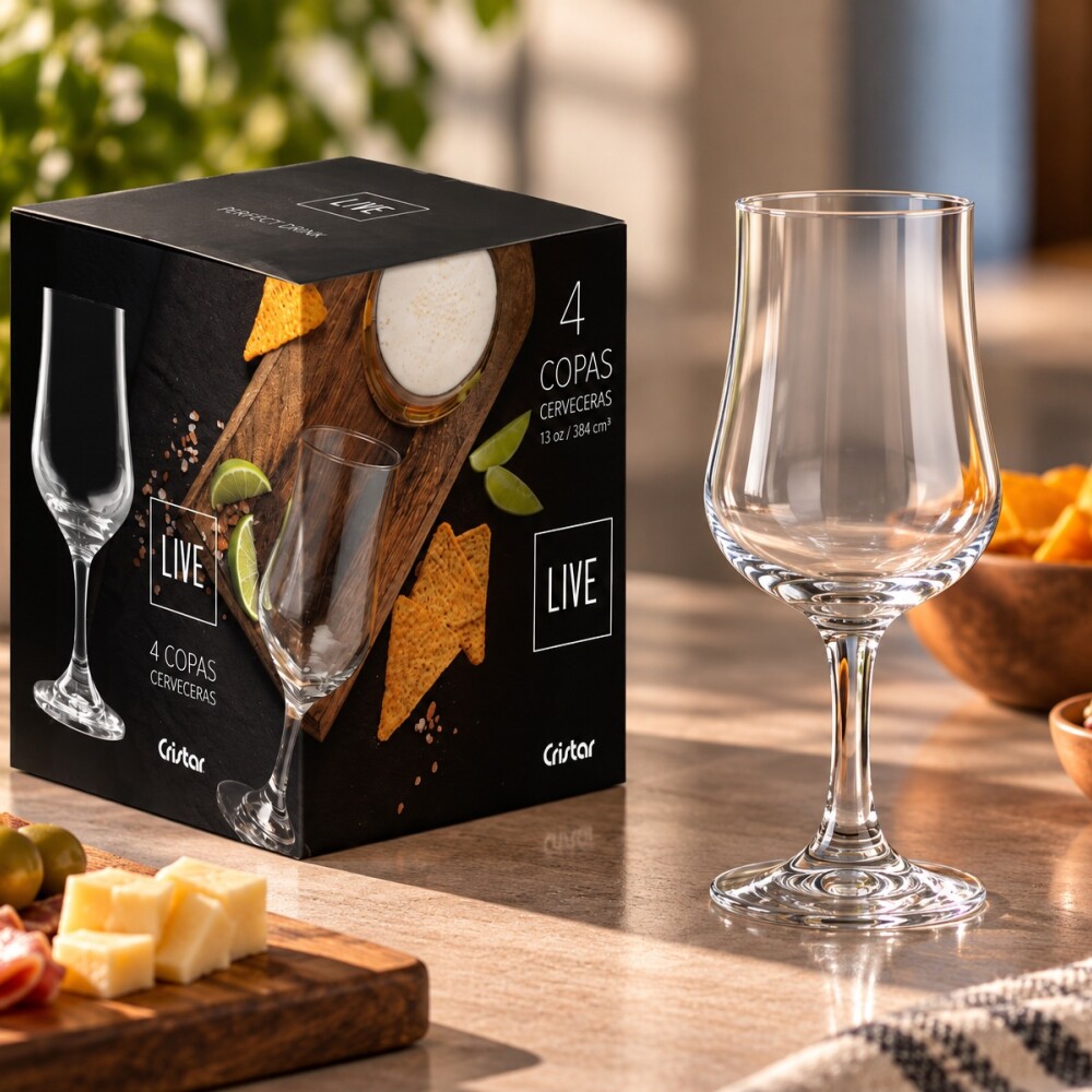 Set copas cerveza Bolonia 385ml x4 CRISTAR Set copas cerveza Bolonia 385ml x4 CRISTAR